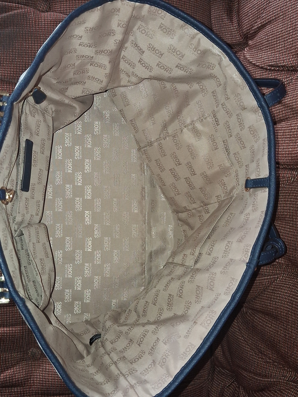 Authentic Michael Kors Jet Set East West Tote Bag - White/Navy (EUC!) - Picture 12 of 16